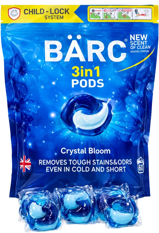 BÄRC Crystal Bloom — 3in1 PODS kir yuvish kapsulalari